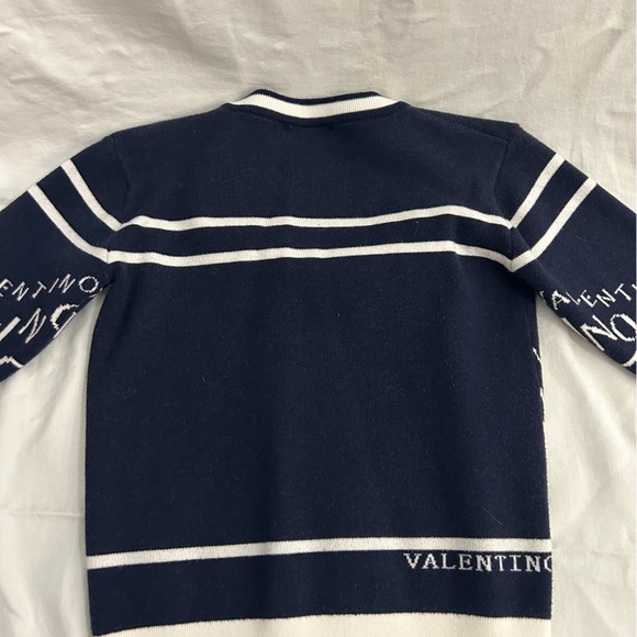VALENTINO LOGO V NECK SWEATER NAVY COLOR 2019 - Picture 6 of 9